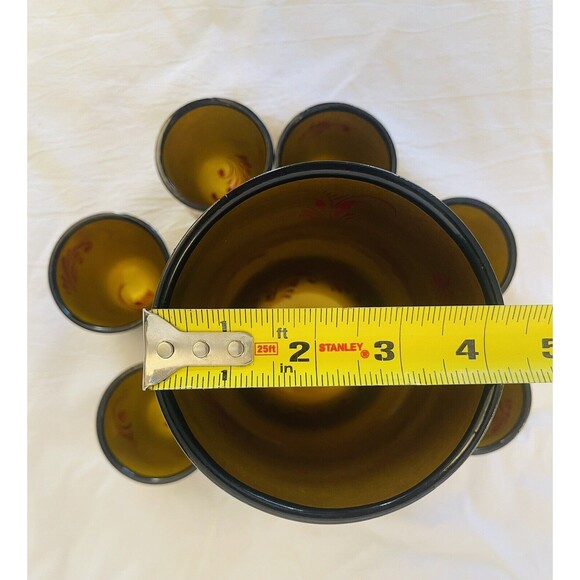 VTG Khokhloma Russian Handpainted Wooden Lacquer Set Pitcher & 6 Cups Signed EUC - Picture 9 of 14